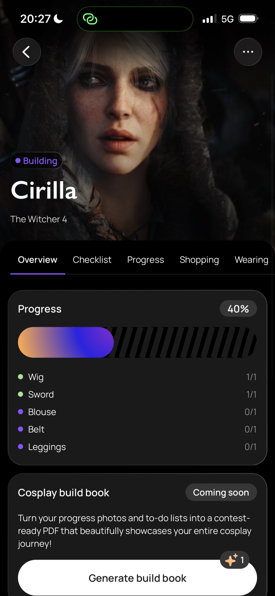 A cosplay’s progress overview